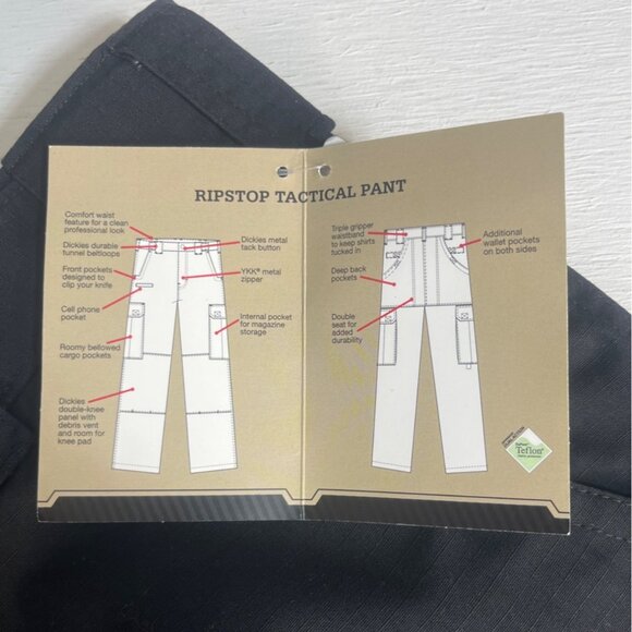 Dickies Ripstop Tactical Pant Mens 44x34 Black Workwear Utility Pants - Picture 9 of 11